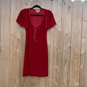 Red velvet romantic dress by Eve 7 size‎ small